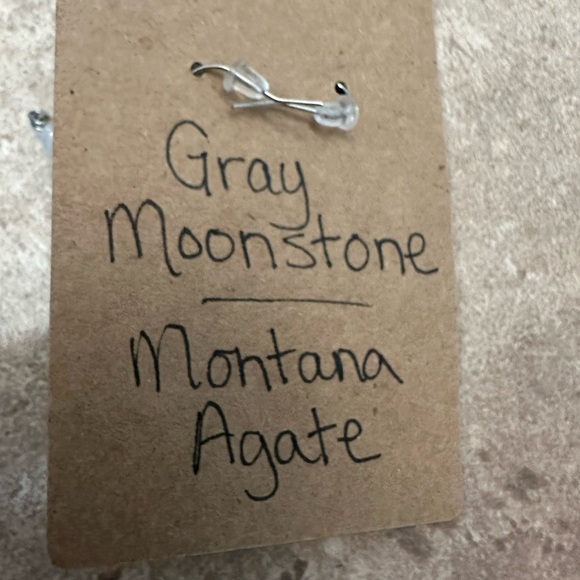 Gray Moonstone/Montana Agate Handmade Stones/Crystals Earrings - Picture 3 of 3